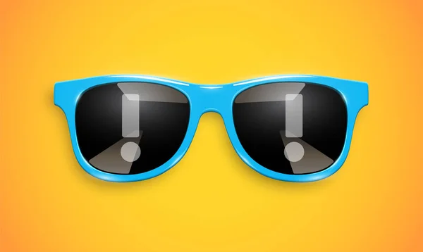 Gafas Sol Realistas Con Reflejos Signo Exclamación Las Lentes Ilustración — Vector de stock