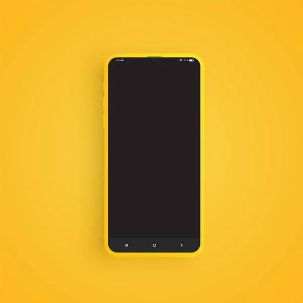 Realistyczny Żółty Smartfon Interfejsem Użytkownika Ilustracja Wektora — Wektor stockowy