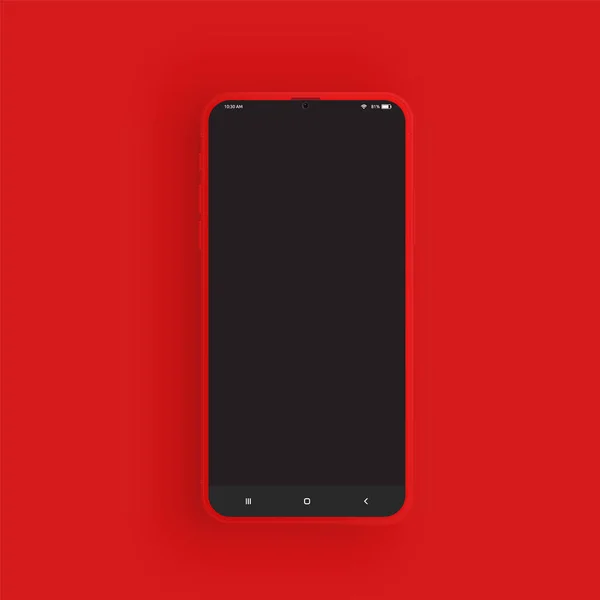 Smartphone Réaliste Rouge Avec Interface Utilisateur Illustration Vectorielle — Image vectorielle