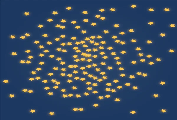 グリッド上の高精細な金の星の多く 等角ベクトル図 — ストックベクタ