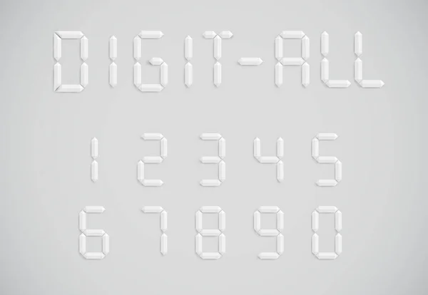 Білий Реалістичний Цифровий Шрифт Набір Тінями Векторні Ілюстрації — стоковий вектор