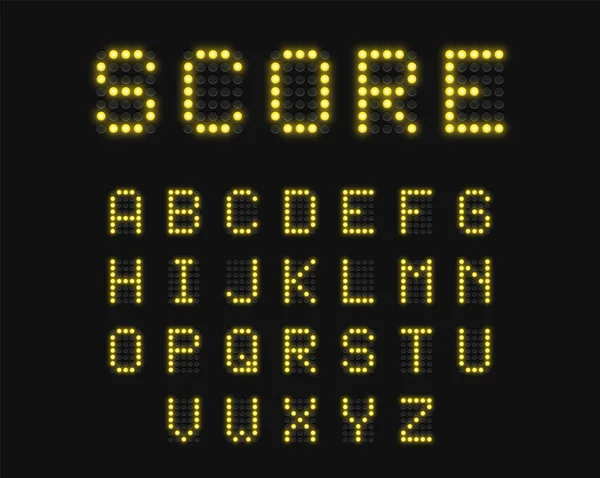 Realistic Digital Scoreboard Font Set Vector Illustration — 스톡 벡터