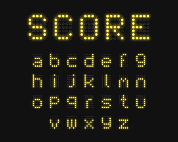 Realistic Digital Scoreboard Font Set Vector Illustration — 스톡 벡터
