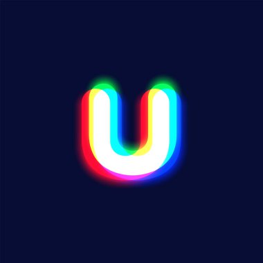 Yazı tipi, vektör illüstrasyonundan gerçekçi bir kromatik sapma karakteri 'u'