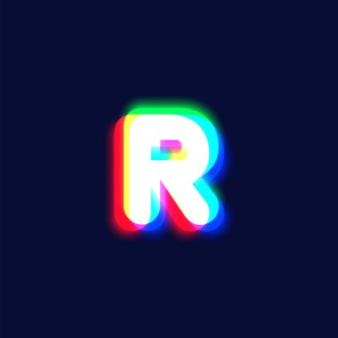 Yazı tipi, vektör illüstrasyonundan gerçekçi bir kromatik sapma karakteri 'r'