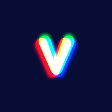 Yazı tipi, vektör illüstrasyonundan gerçekçi bir kromatik sapma 'v' karakteri