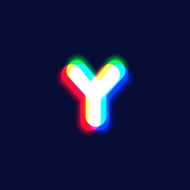 Yazı tipi, vektör illüstrasyonundan gerçekçi bir kromatik sapma 'y' karakteri