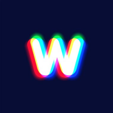 Yazı tipi, vektör illüstrasyonundan gerçekçi renkli sapma karakteri 'w'