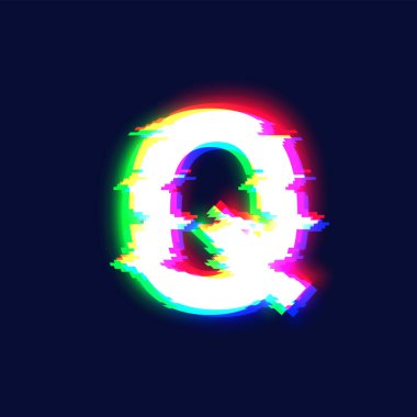 Gerçekçi hata yazı tipi 'q', vektör illüstrasyonu