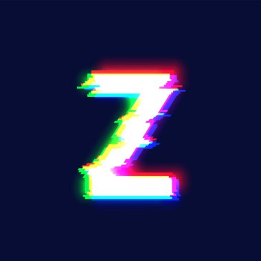 Gerçekçi arıza yazı tipi karakteri 'z', vektör illüstrasyonu