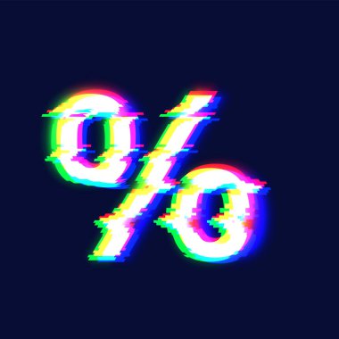 Gerçekçi hata yazı tipi karakteri 'yüzde' vektör illüstrasyonu