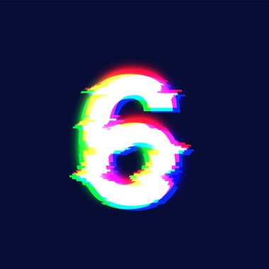 Gerçekçi hata yazı tipi karakteri '6' vektör illüstrasyonu