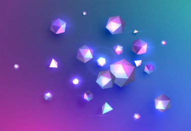 Üçgen ve simli parlak düşük poli küreler, vektör illüstrasyonu