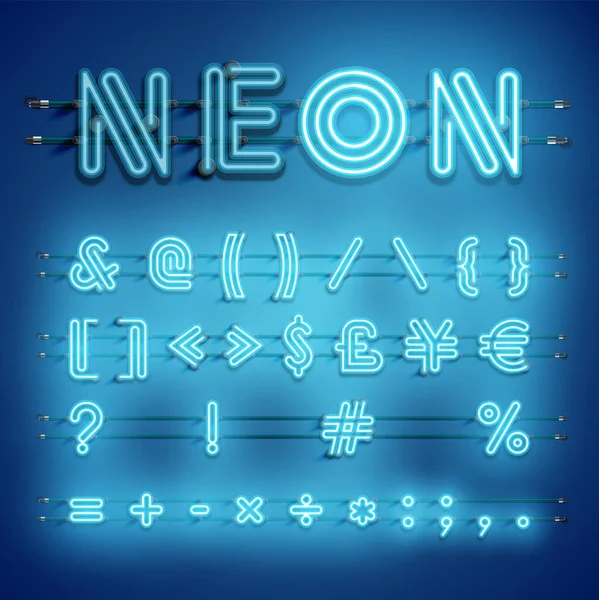 Realistisch Gestreepte Neon Lettertype Met Schaduwen Gloed Draden Rechtenvrije Stockvectors
