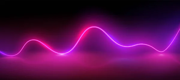 Yansımalı, vektör illüstrasyonlu gerçekçi neon pembe ve mavi dalga