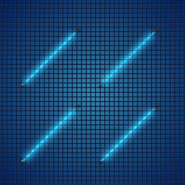 Realistic Blue Neon Tubes Grid Vector Illustration — Stock Vector