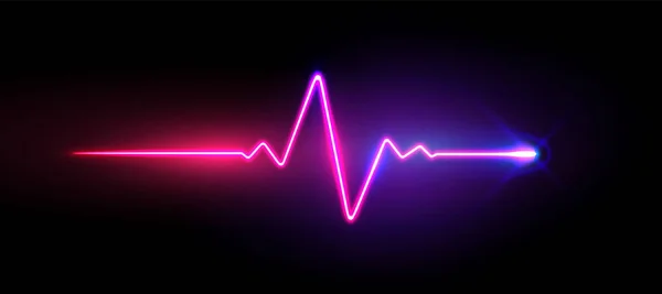 Realistik Neon Laser Heartrate Sign Dengan Glows Vektor Ilustrasi - Stok Vektor