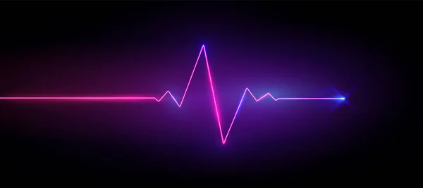 現実的なネオン レーザーの心拍数のサインとグロー ベクトルイラスト — ストックベクタ
