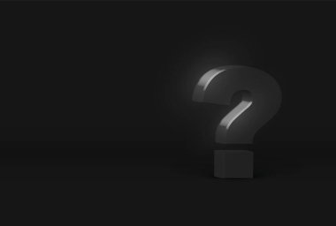 Yüksek detaylı 3D koyu gri karakter, siyah arkaplan, vektör illüstrasyonu