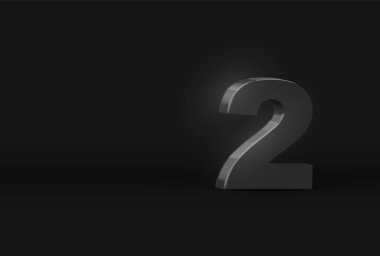 Yüksek detaylı 3D koyu gri karakter, siyah arkaplan, vektör illüstrasyonu