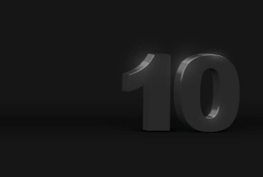 Yüksek detaylı 3D koyu gri karakter, siyah arkaplan, vektör illüstrasyonu