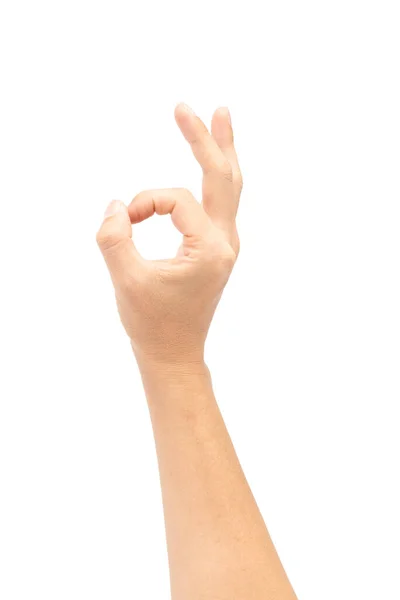 El tamam işareti beyaz arka grupta izole