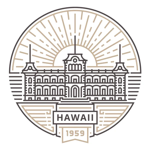 Bir amblem şeklinde güneşin arka planına karşı Hawaii Iolani doğrusal Sarayı