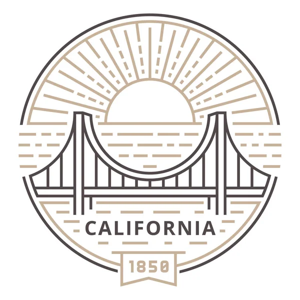 San Francisco 'da bir amblem olarak güneşe karşı lineer Golden Gate Köprüsü