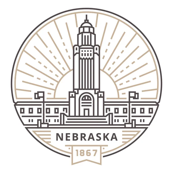 Doğrusal Nebraska devlet Capitol bir amblem şeklinde güneşin arka plana karşı