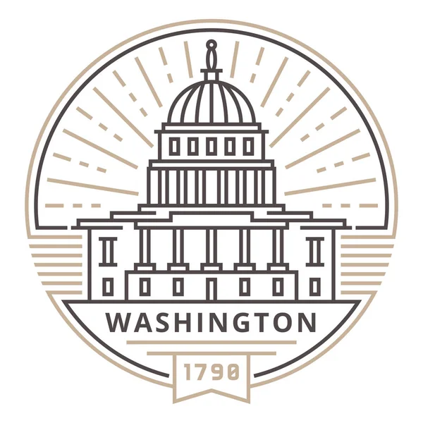 Bir amblem şeklinde güneşin arka planına karşı Washington'da Lineer Capitol Binası