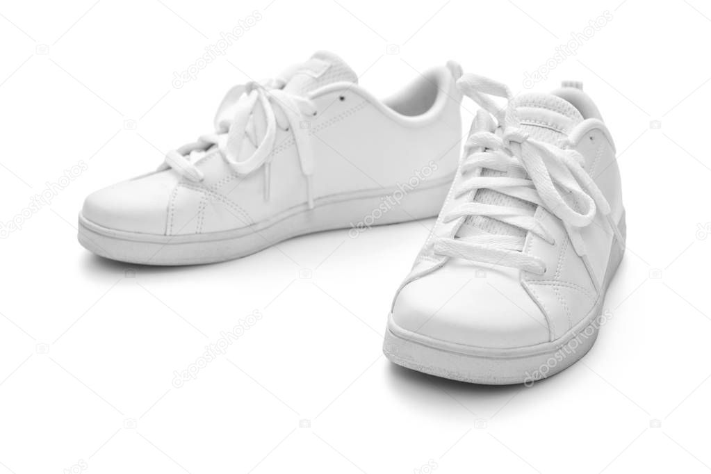 Full white sneakers on white background, including clipping path