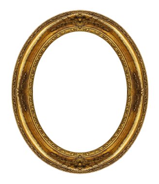 Tahta oval çerçeve, kırpma yolu da dahil, beyaz arkaplanda izole