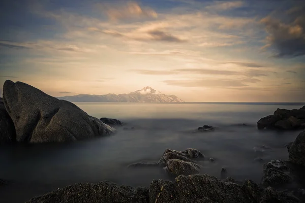 Sea Landscape Looking Mount Athos Greece — Stock Photo, Image