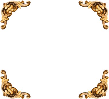 Kırpma yolu da dahil olmak üzere beyaz zemin üzerine oyma kare altın unsurları