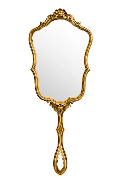 Vintage Hand Mirror Isolated White Included Clipping Path — Stock Photo, Image