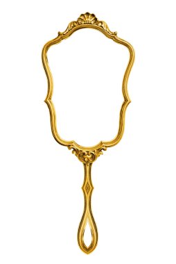 Beyaz üzerine izole edilmiş klasik el aynası, kırpma yolu dahil