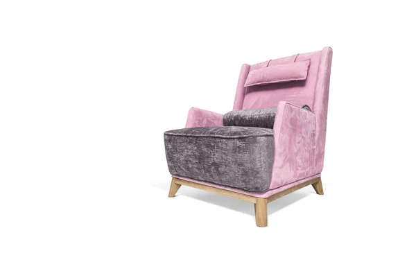 Moderner Pinkfarbener Luxussessel Auf Weißem Hintergrund Mit Clipping Pfad — Stockfoto