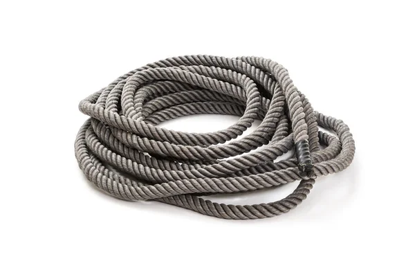 Heavy Rope Fitness Training White Background — Stock Photo, Image