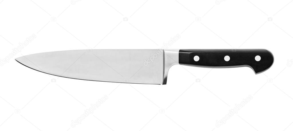 Sharp...do not touch! Chef's kitchen knife isolated on white background ,included clipping path