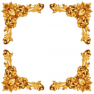 Altın oymalı çerçeve unsurları