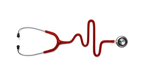 Stethoscope in the shape of a Heart Beat on a EKG — Stock Photo, Image