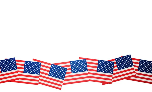 美利坚合众国的小国旗排成波浪状 — 图库照片