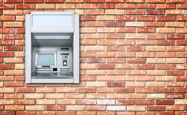 Geldautomaat Bakstenen Muur — Stockfoto