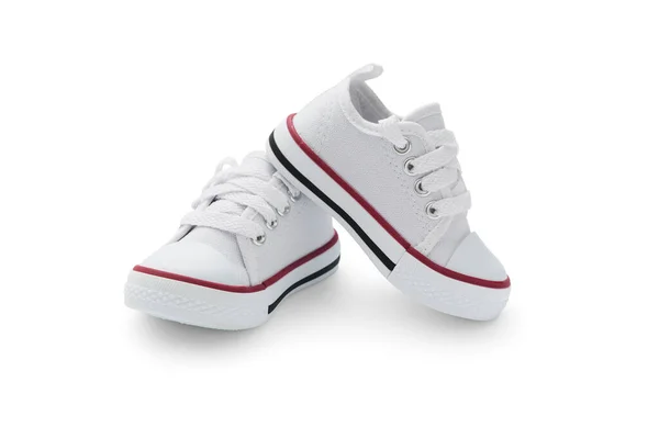 Παιδικά Sneakers Λευκό Φόντο Συμπεριλαμβανομένης Της Διαδρομής Κοπής — Φωτογραφία Αρχείου