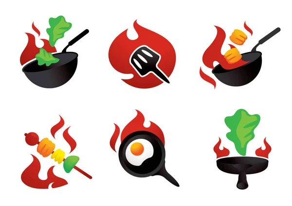 Hot Cook a tűz illusztráció grafikai elem — Stock Vector