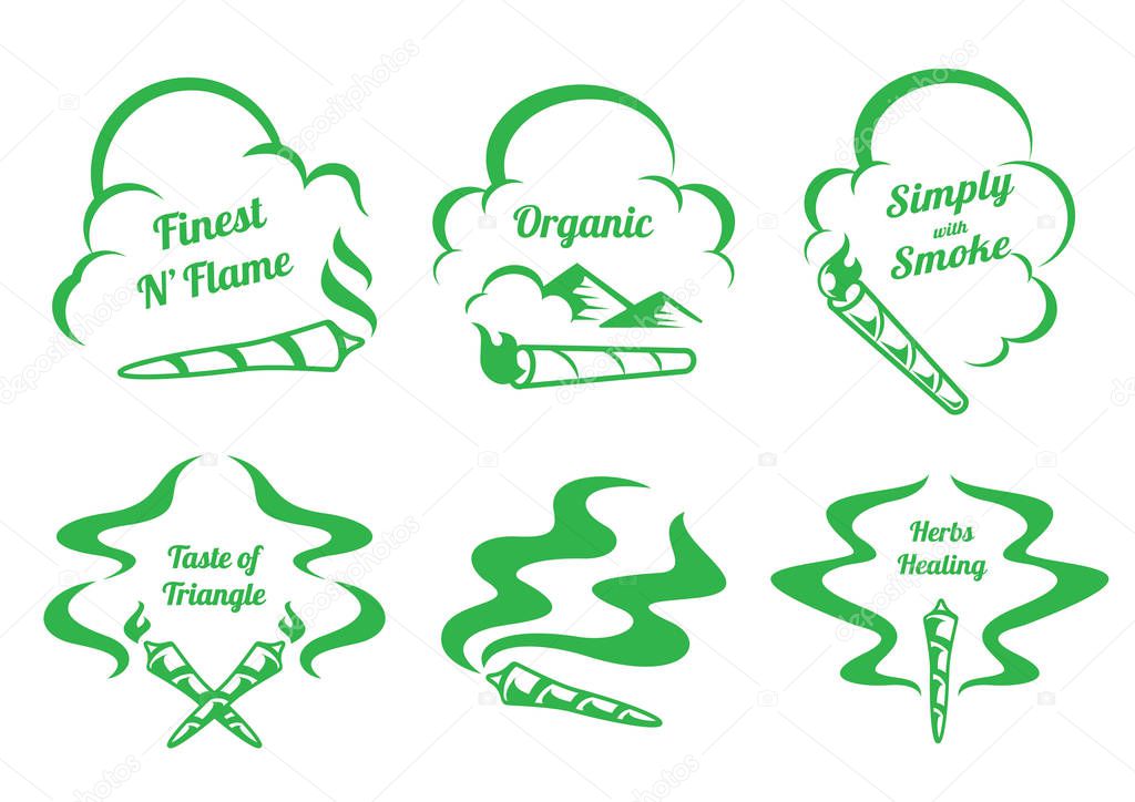 hemp sticks with smoke illustration