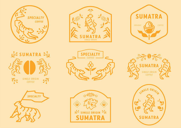 Sumatra coffee logo badge with tiger