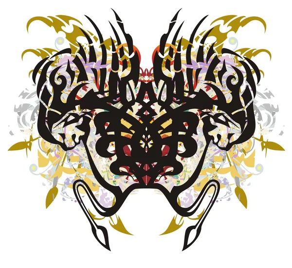 Kabile alışılmadık örümcek renkli sıçraması ile. Cadılar Bayramı için soyut yapışan korkunç örümcek grafik tasarım