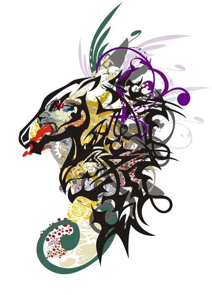 Monster Horse Head Splattered Horse Head Mascot Created Head Dragon — Stock Vector