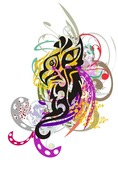 Aigle Abstrait Éclaboussures Florales Colorées Grunge Tête Aigle Ethnique Avec — Image vectorielle